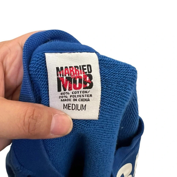 Married to the Mob Crewneck Sweater with Logo Blue Size Medium - Picture 5 of 10